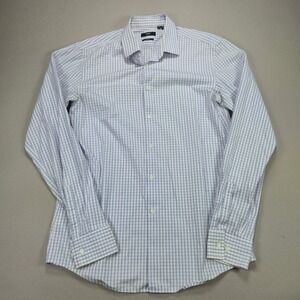 Hugo Boss Button Down Shirt Slim Fit Check Plaid Blue White Mens 16.5 36/37